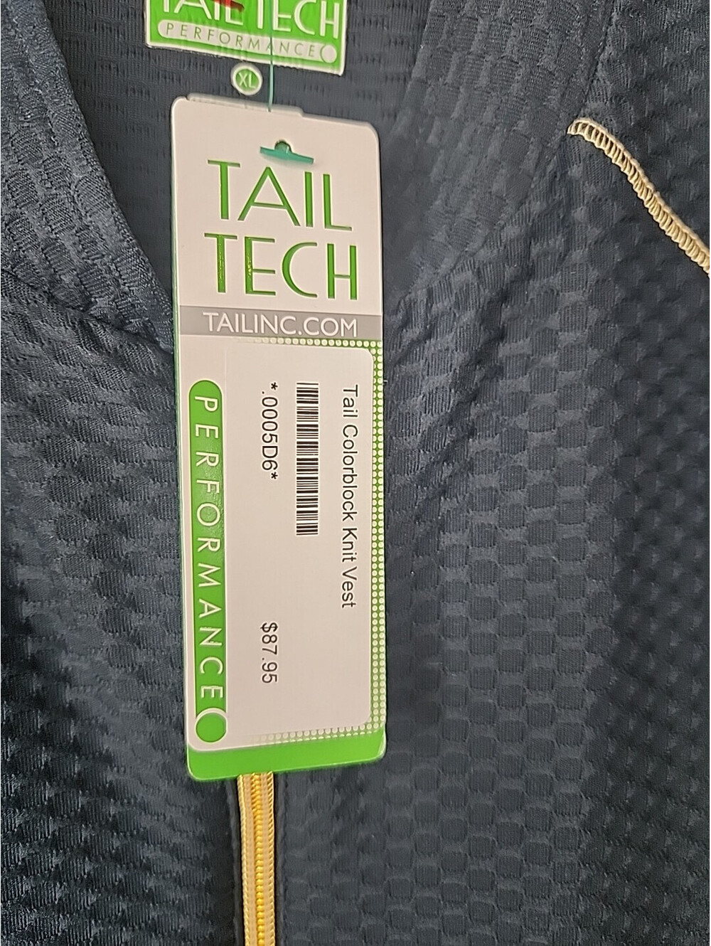 Tail Tech Performance Top Textured Golf Vest Navy Gold Women's Colorblock XL NEW - Picture 4 of 8